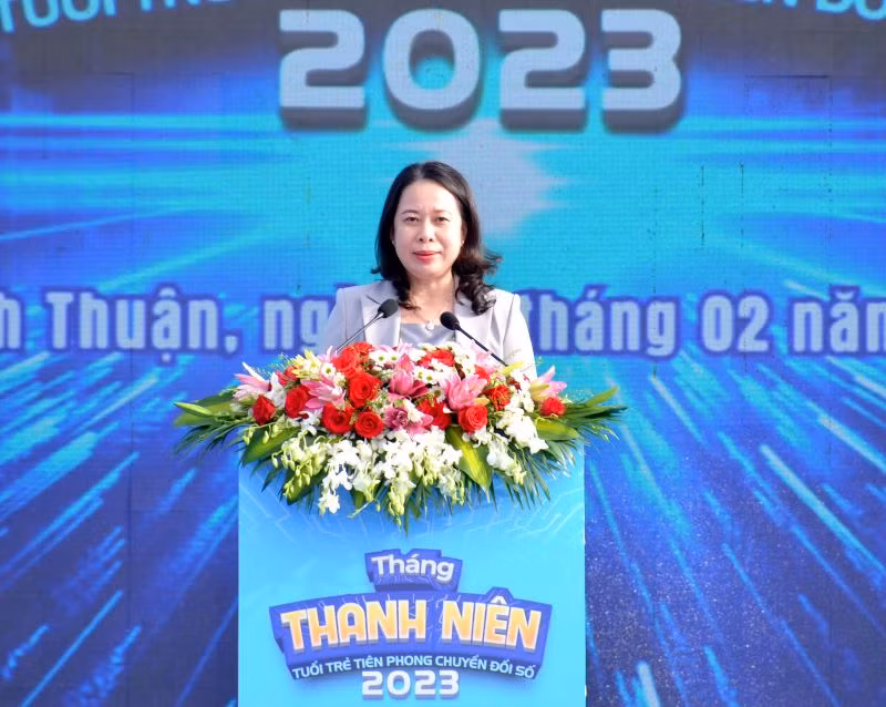 Quyền Chủ tịch nước Võ Thị Ánh Xuân phát biểu chỉ đạo tại Lễ khởi động Tháng Thanh niên 2023.