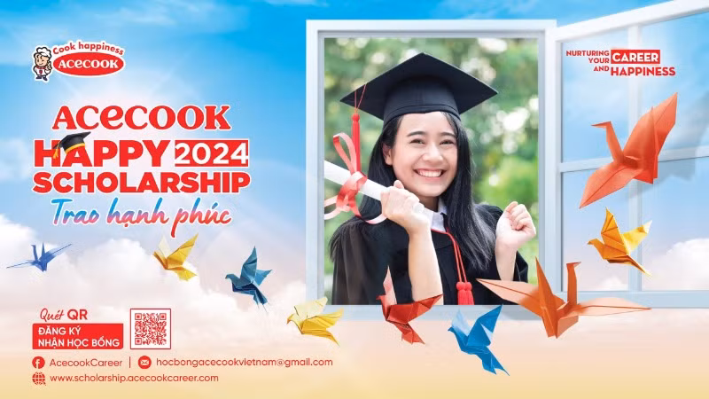 Acecook Happy Scholarship 2024 tại Fanpage Acecook Career.