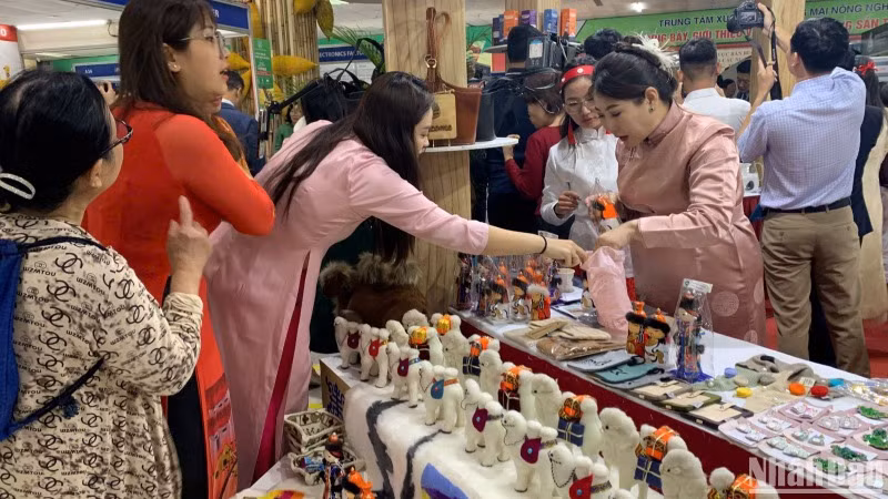 Gian hàng trưng bày các sản phẩm của doanh nghiệp Mông Cổ tại Hội chợ.