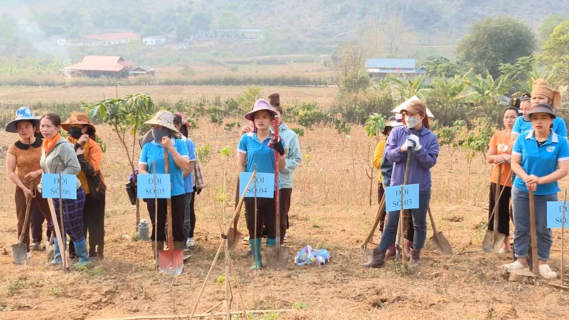 Hội viên phụ nữ hào hứng tham gia hội thi đào hố trồng mắc-ca tại Rạng Đông. Hội viên phụ nữ hào hứng tham gia hội thi đào hố trồng mắc-ca tại Rạng Đông.