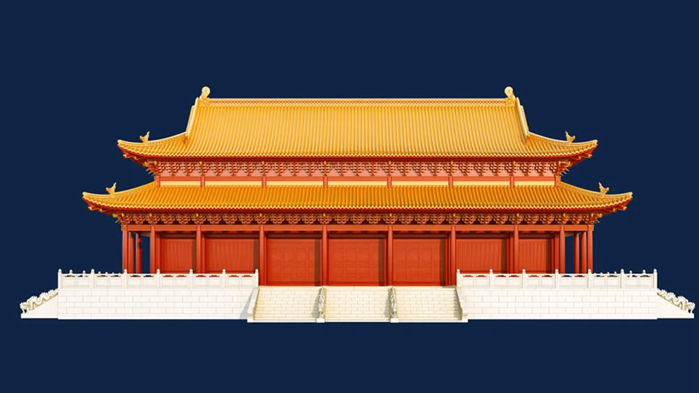 Phục dựng hình thái kiến trúc điện Kính Thiên. (Ảnh: Viện nghiên cứu Kinh thành)