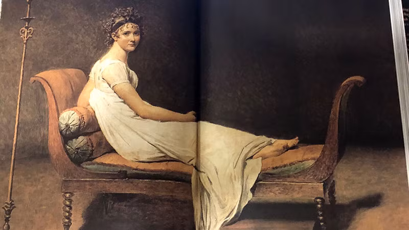 Bức "Chân dung phu nhân Racamier" của Jacques-Louis David, năm 1800, hiện được lưu giữ tại Bảo tàng Louvre, Paris, Pháp. (Tranh minh họa trong sách)