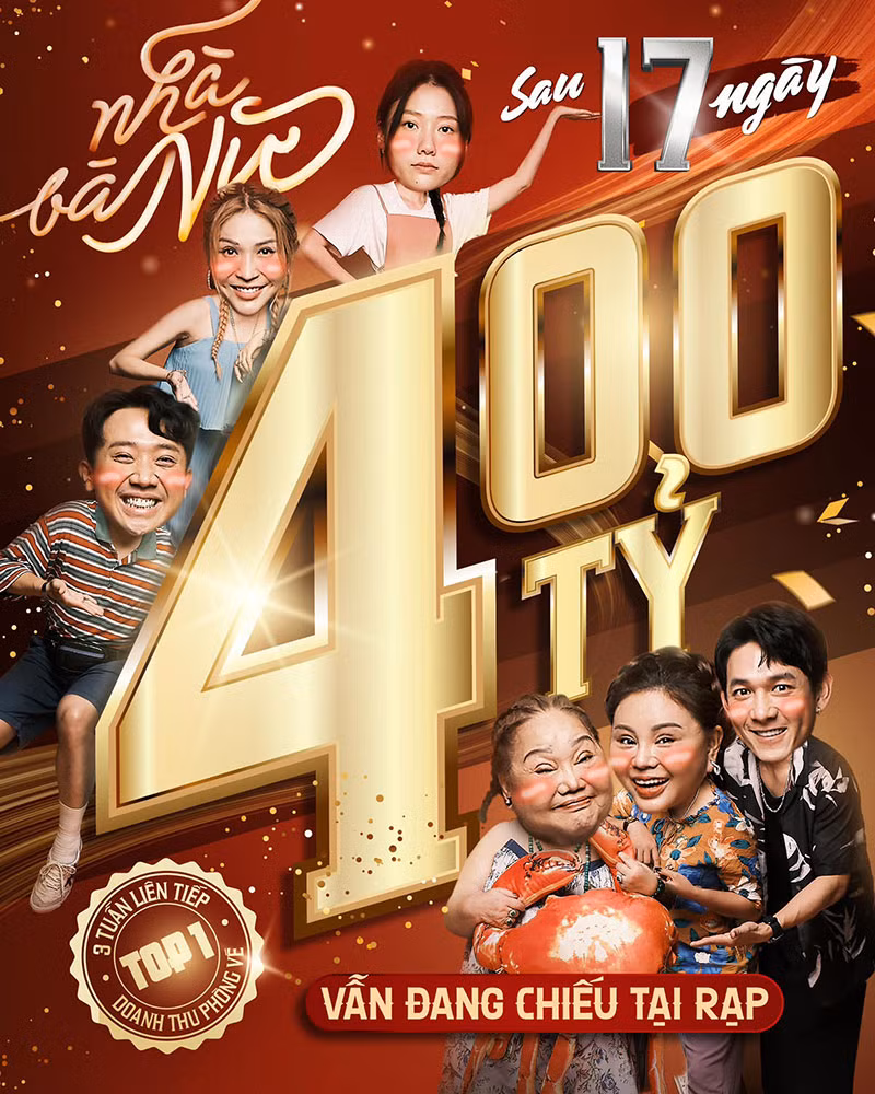 Poster công bố doanh thu 400 tỷ đồng của "Nhà bà Nữ". Poster công bố doanh thu 400 tỷ đồng của "Nhà bà Nữ".