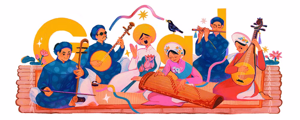 Hình ảnh đờn ca tài tử trên Google Doodle. Hình ảnh đờn ca tài tử trên Google Doodle.