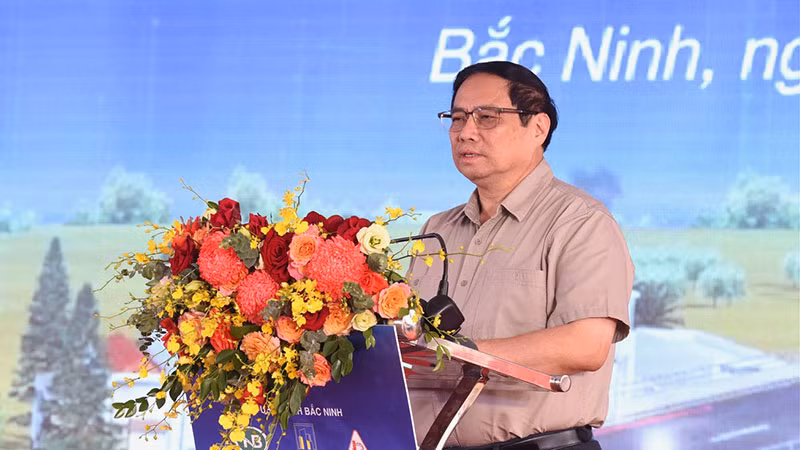 Thủ tướng Phạm Minh Chính phát biểu ý kiến tại buổi lễ. Thủ tướng Phạm Minh Chính phát biểu ý kiến tại buổi lễ.