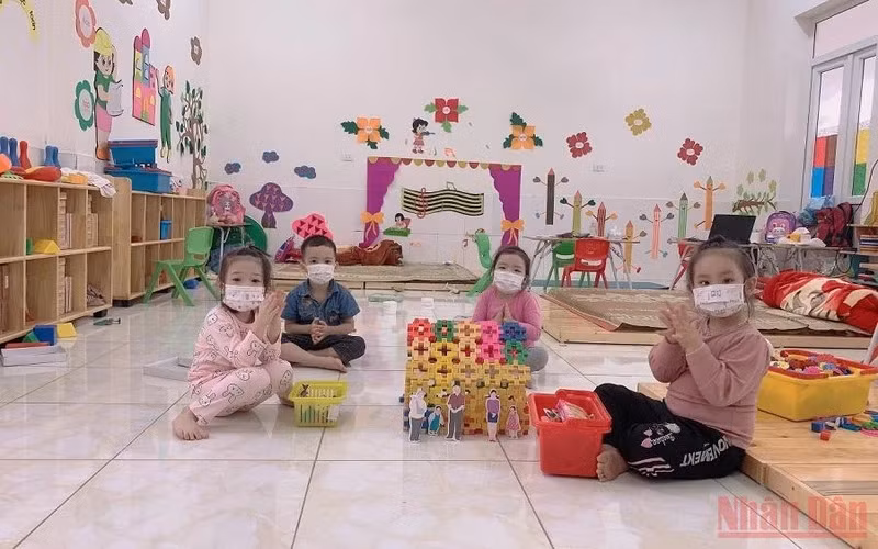 Một phòng học mẫu giáo của Trường mầm non Tiền Châu (thành phố Phúc Yên, Vĩnh Phúc). (Ảnh: HÀ HỒNG HÀ)