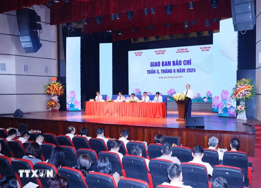 Hội nghị giao ban báo chí. (Ảnh: TTXVN)