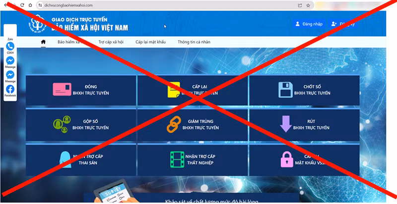 Cảnh báo trang web giả mạo Cổng dịch vụ công của Bảo hiểm xã hội Việt Nam