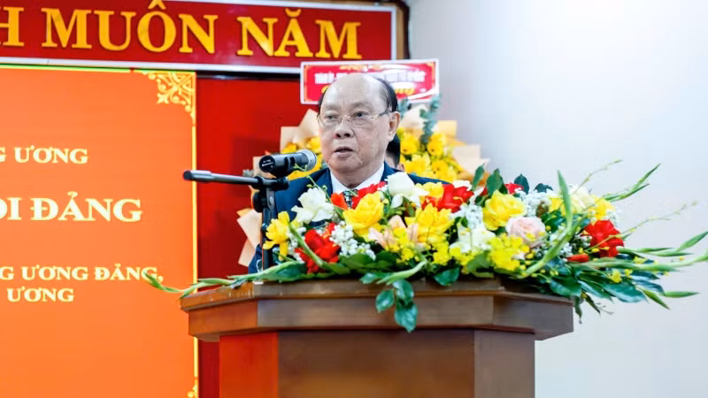 Đồng chí Nguyễn Văn Chi, nguyên Ủy viên Bộ Chính trị, Bí thư Trung ương Đảng, Chủ nhiệm Ủy ban Kiểm tra Trung ương, phát biểu.