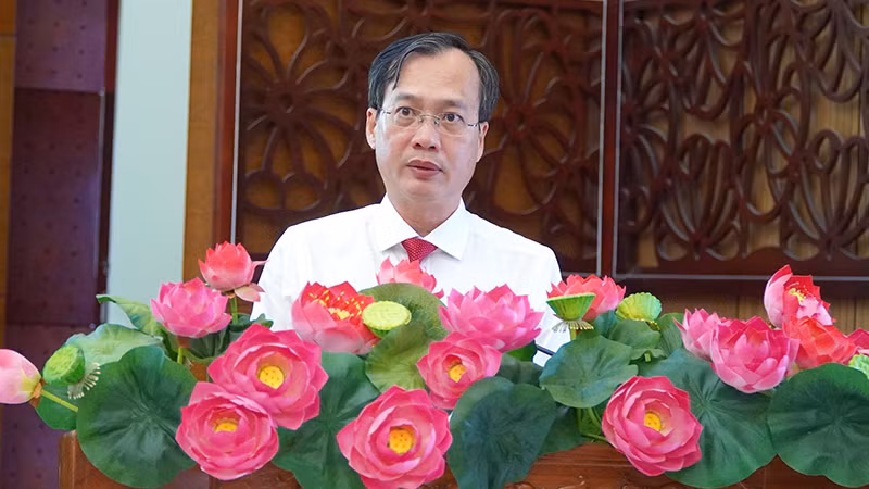 Chủ tịch Ủy ban nhân dân tỉnh Đồng Tháp Trần Trí Quang phát biểu. (Ảnh: HỮU NGHĨA)