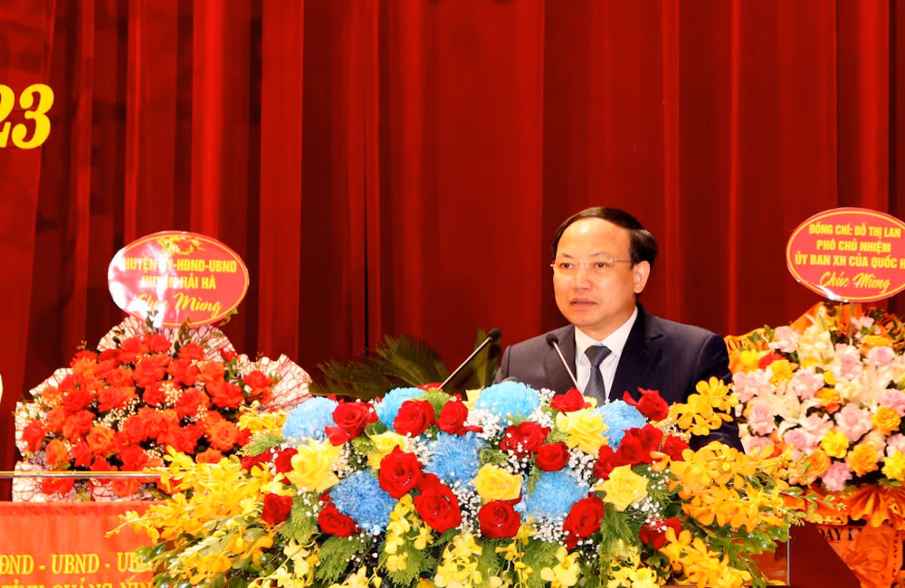 Bí thư Tỉnh ủy Quảng Ninh Nguyễn Xuân Ký phát biểu tại Đại hội.