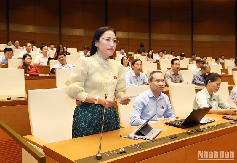 Đại biểu Trần Khánh Thu nhấn mạnh y tế cơ sở là nền tảng, xương sống của hệ thống y tế. (Ảnh: ĐĂNG KHOA)