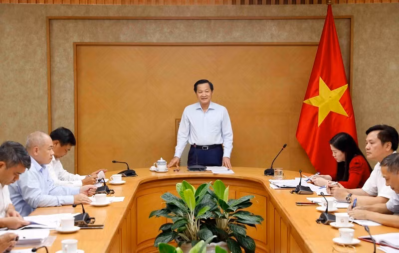 Phó Thủ tướng Lê Minh Khái phát biểu ý kiến tại cuộc họp. (Ảnh: VGP)