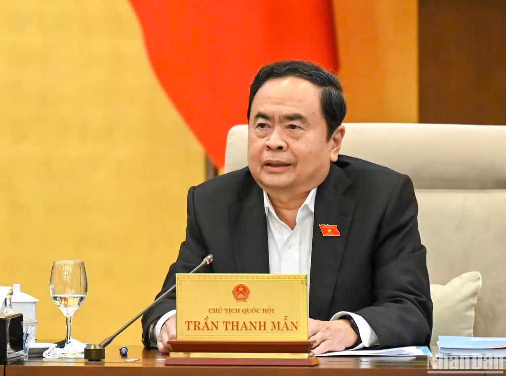 Chủ tịch Quốc hội Trần Thanh Mẫn phát biểu tại phiên họp. (Ảnh: DUY LINH)