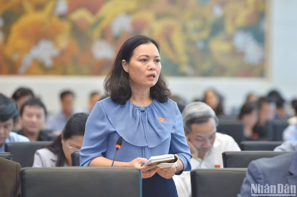 Đại biểu Huỳnh Thị Phúc (đoàn Bà Rịa - Vũng Tàu) đặt vấn đề trong phiên thảo luận. (Ảnh: DUY LINH) Đại biểu Huỳnh Thị Phúc (đoàn Bà Rịa - Vũng Tàu) đặt vấn đề trong phiên thảo luận. (Ảnh: DUY LINH)