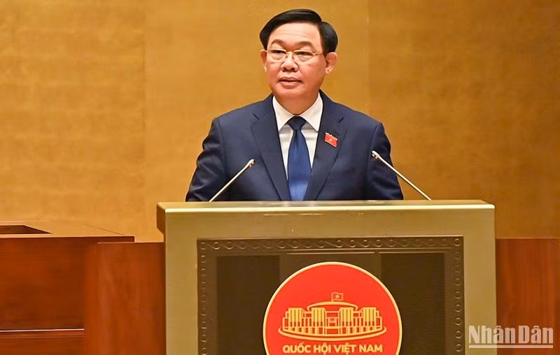 Chủ tịch Quốc hội Vương Đình Huệ phát biểu khai mạc Kỳ họp thứ 5, Quốc hội khóa XV. (Ảnh: DUY LINH) Chủ tịch Quốc hội Vương Đình Huệ phát biểu khai mạc Kỳ họp thứ 5, Quốc hội khóa XV. (Ảnh: DUY LINH)