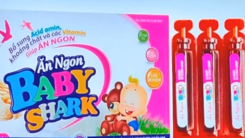 Hình ảnh sản phẩm ăn ngon Baby Shark nghi là giả. (Ảnh: VTV) 