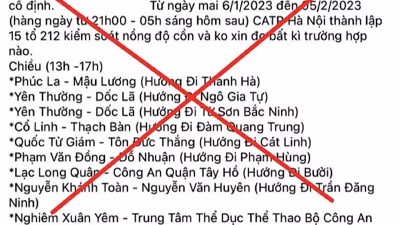 Thông tin sai sự thật.