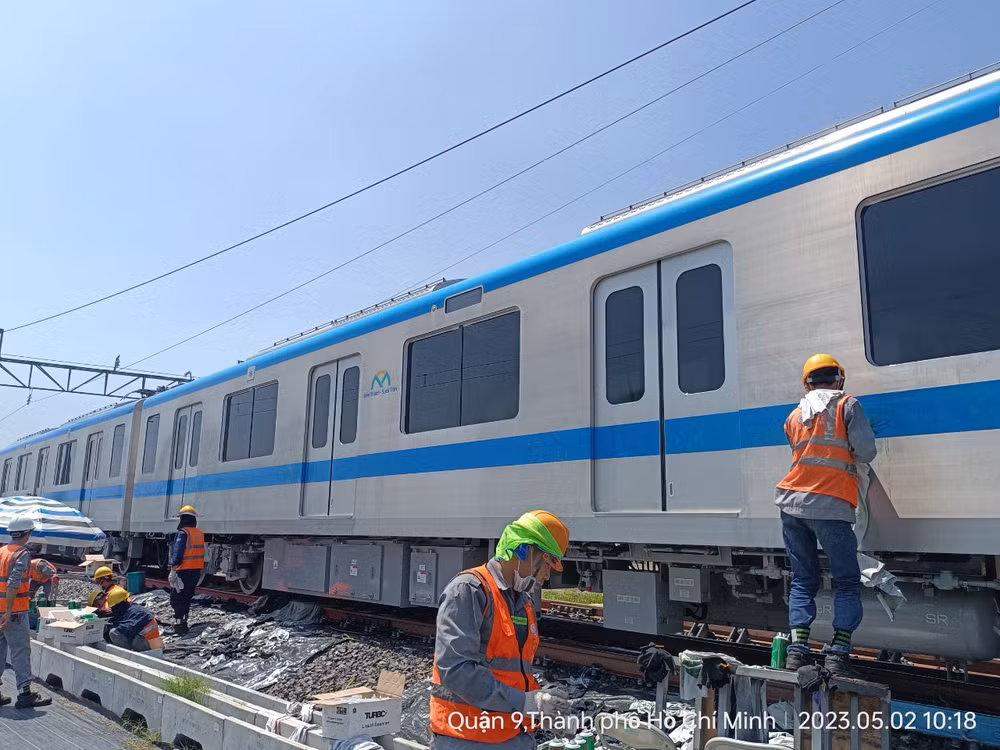 Đoàn tàu Metro số 1 đã được xử lý, làm sạch. (Ảnh CTV). Đoàn tàu Metro số 1 đã được xử lý, làm sạch. (Ảnh CTV).