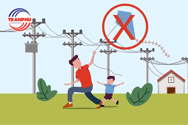 Việc thả diều gần đường dây điện gây ra nhiều nguy hiểm. Việc thả diều gần đường dây điện gây ra nhiều nguy hiểm.