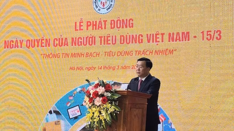 Giám đốc Sở Công thương Hà Nội Võ Nguyên Phong phát biểu tại lễ phát động.