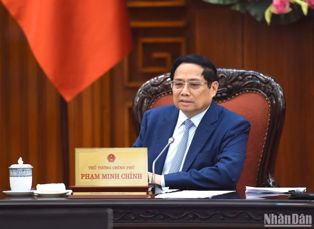 Thủ tướng Phạm Minh Chính dự và chỉ đạo hội nghị. (Ảnh: TRẦN HẢI) Thủ tướng Phạm Minh Chính dự và chỉ đạo hội nghị. (Ảnh: TRẦN HẢI)