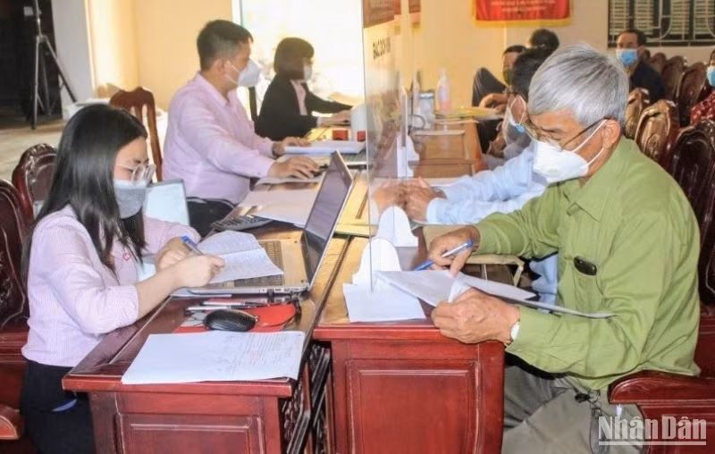 Điểm giao dịch của Ngân hàng Chính sách Xã hội tại xã Đông Quý (huyện Tiền Hải, tỉnh Thái Bình).