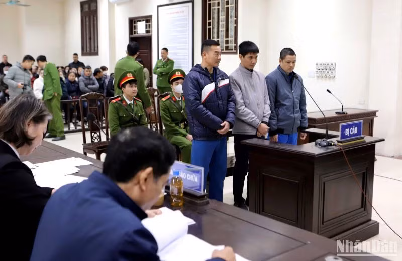 Các bị cáo tại phiên tòa.