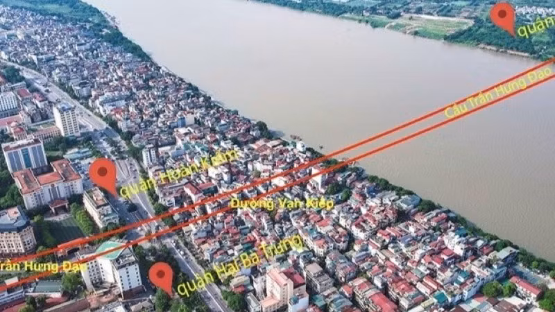 Vị trí dự kiến xây dựng cầu Trần Hưng Đạo. 