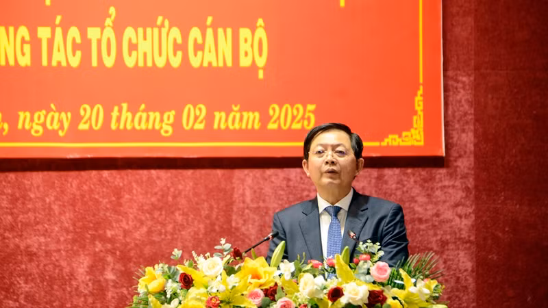 Đồng chí Hồ Quốc Dũng, Bí thư Tỉnh ủy Bình Định phát biểu tại hội nghị.