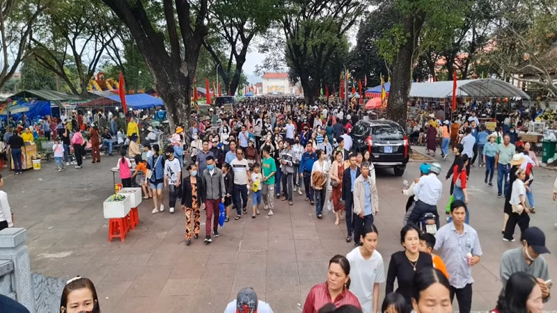 Đông đảo người dân và du khách về Bảo tàng Quang Trung tham quan, trẩy hội.