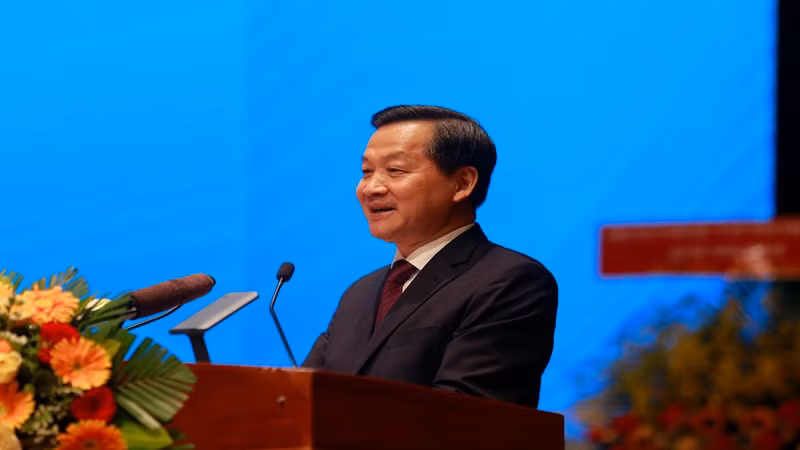 Phó Thủ tướng Chính phủ Lê Minh Khái phát biểu tại buổi lễ. Phó Thủ tướng Chính phủ Lê Minh Khái phát biểu tại buổi lễ.