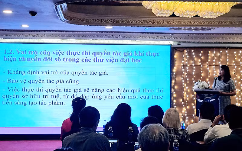 Nhiều giải pháp được đề cập tại hội thảo về bản quyền trong giảng dạy, nghiên cứu khoa học của Cục Bản quyền tác giả. (Ảnh LM)