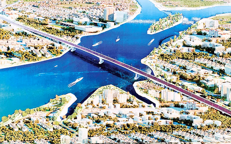 Phối cảnh cầu Lại Xuân nối huyện Thủy Nguyên (Hải Phòng) với thị xã Đông Triều (tỉnh Quảng Ninh) qua sông Đá Bạch vừa được khởi công xây dựng đầu tháng 2/2023.