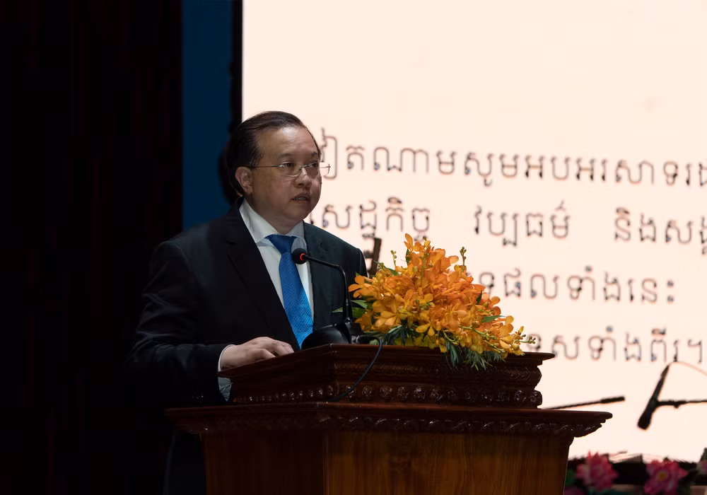 Thứ trưởng Văn hóa, Thể thao và Du lịch Việt Nam Tạ Quang Đông đọc diễn văn khai mạc. (Ảnh: Nguyễn Hiệp)