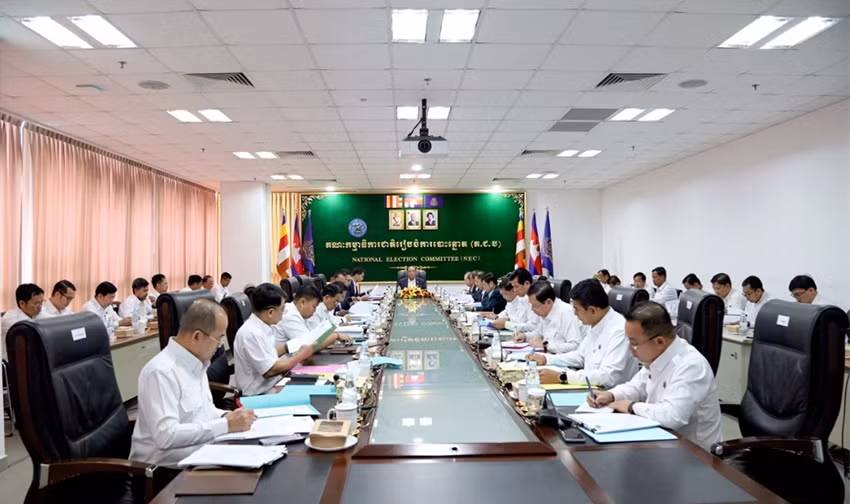Ủy ban Bầu cử Quốc gia Campuchia họp, sáng 5/3. (Ảnh: NEC)