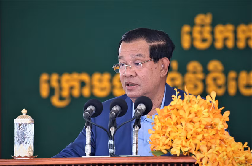 Thủ tướng Campuchia Samdech Techo Hun Sen phát biểu tại sự kiện. (Ảnh: NGUYỄN HIỆP)