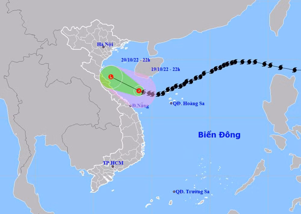 Vị trí và hướng di chuyển của áp thấp nhiệt đới (suy yếu từ bão số 6). (Nguồn: nchmf.gov.vn)
