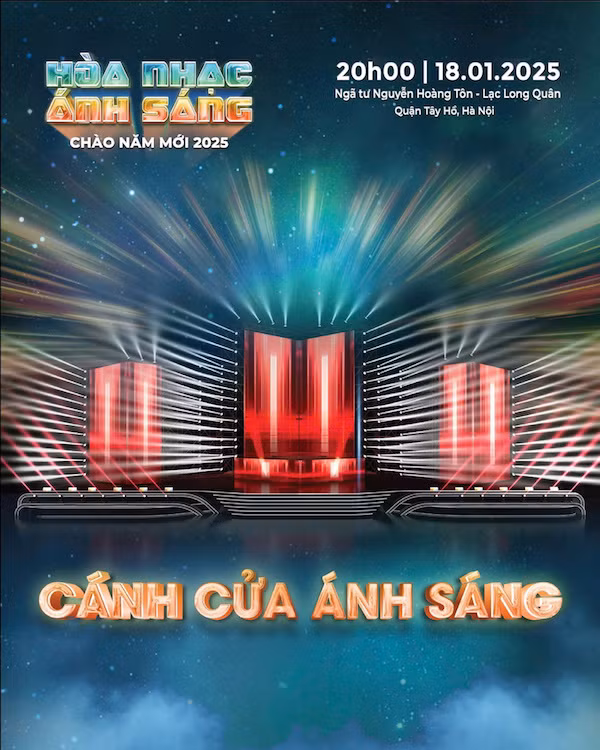 Sân khấu chương trình Hòa nhạc ánh sáng-Chào năm mới 2025 được thiết kế đẹp mắt. Sân khấu chương trình Hòa nhạc ánh sáng-Chào năm mới 2025 được thiết kế đẹp mắt.