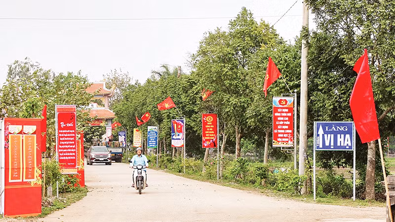 Tuyến đường nông thôn mới nâng cao tại xã Trung Lương được đầu tư xây dựng khang trang.