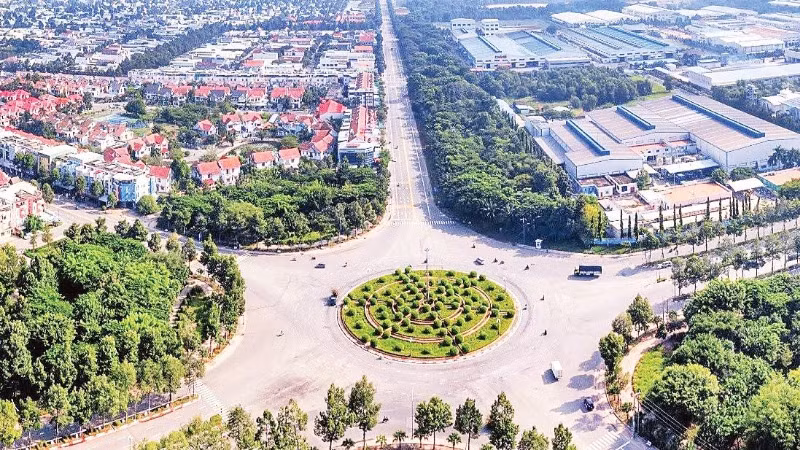Một góc Khu công nghiệp-Đô thị và Dịch vụ Mỹ Phước 3 tại thành phố Bến Cát, tỉnh Bình Dương.