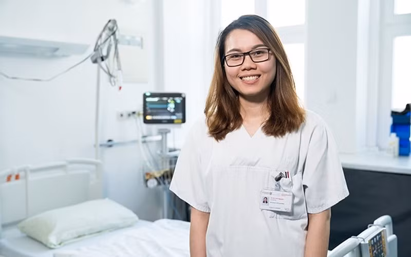 Ứng viên trong chương trình điều dưỡng đi làm việc tại CHLB Đức. (Ảnh: Dolab)