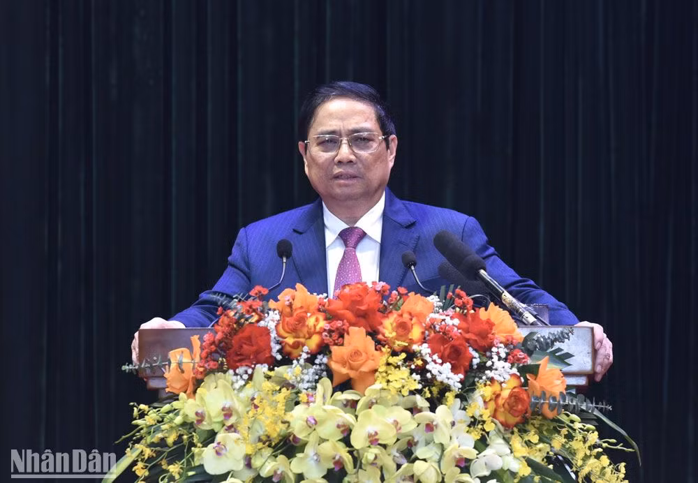 Thủ tướng Phạm Minh Chính phát biểu chỉ đạo hội nghị. (Ảnh: TRẦN HẢI) Thủ tướng Phạm Minh Chính phát biểu chỉ đạo hội nghị. (Ảnh: TRẦN HẢI)