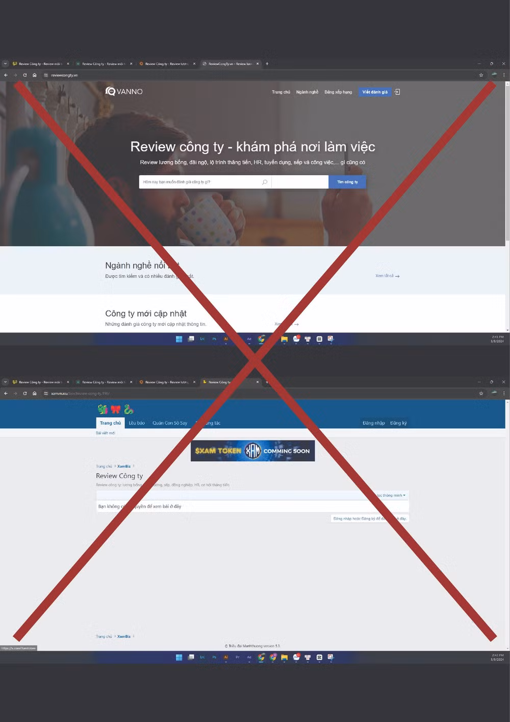 Một trang web review vi phạm bị chặn hồi tháng 6/2023 song ngày 8/5/2024 vẫn truy cập được. (Ảnh chụp màn hình)