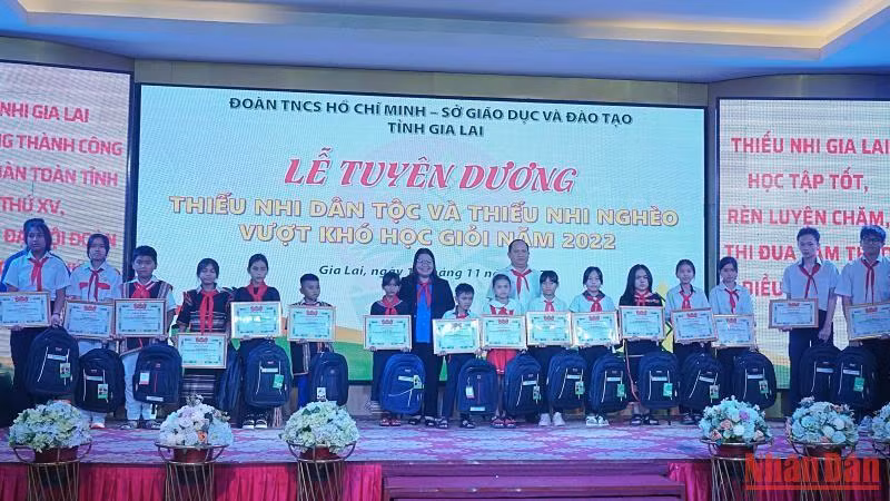 81 em thiếu nhi dân tộc và thiếu nhi nghèo có hoàn cảnh khó khăn vượt khó học giỏi được tuyên dương, khen thưởng.