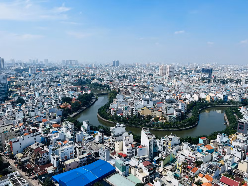 Một góc đô thị Thành phố Hồ Chí Minh nhìn từ trên cao.