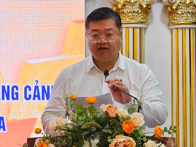 Viện trưởng Viện khoa học địa chất, khoáng sản Việt Nam tham luận tại Hội thảo.