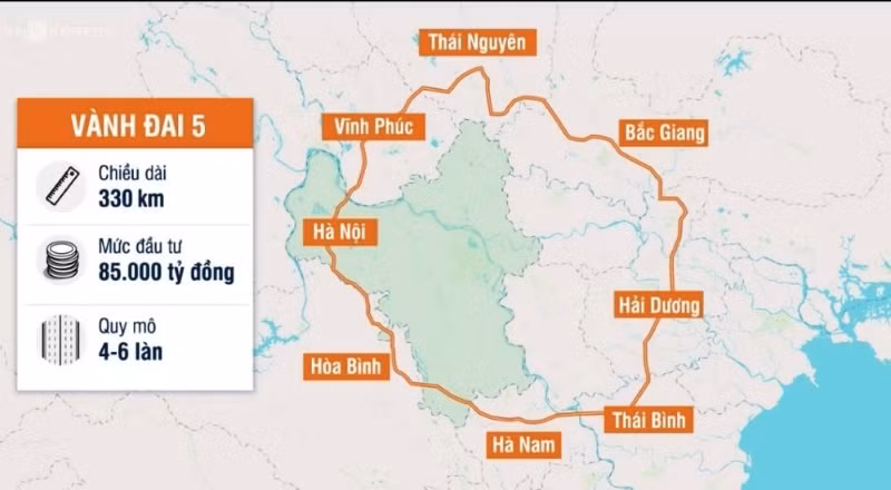 Quy hoạch hướng tuyến đường Vành đai 5 Hà Nội. (Ảnh internet).