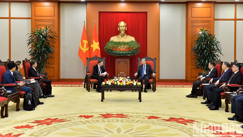 Quang cảnh buổi tiếp tại Trụ sở Trung ương Đảng. (Ảnh: ĐĂNG KHOA)