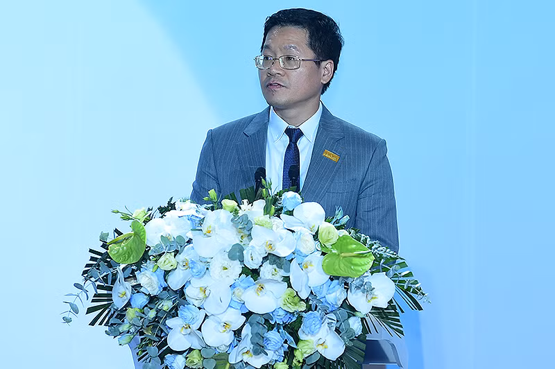 Chủ tịch Hội Doanh nghiệp trẻ Hà Nội Trần Đăng Nam chia sẻ cảm xúc tại buổi lễ.